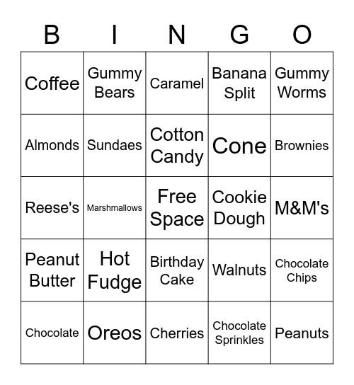 Ice Cream BINGO Card