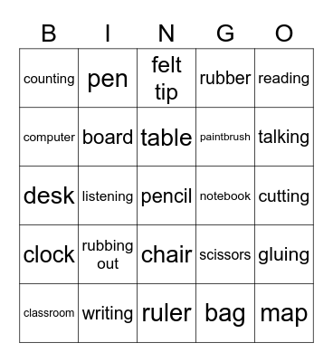 BACK TO SCHOOL Bingo Card