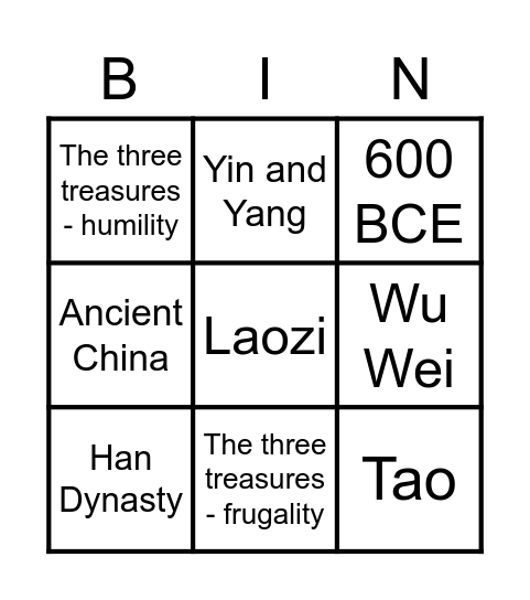 Daoism Bingo Card