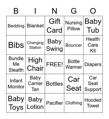 Baby Bingo Card