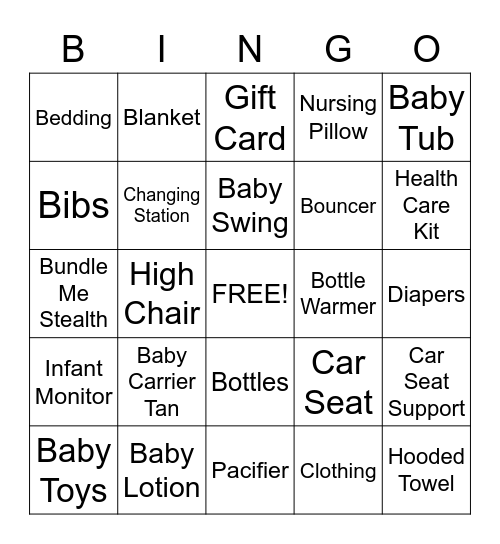 Baby Bingo Card