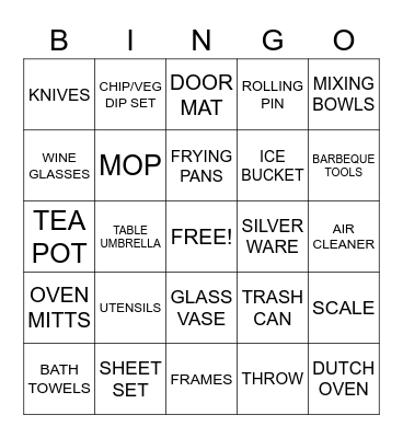 WEDDING BINGO Card