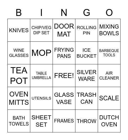 WEDDING BINGO Card