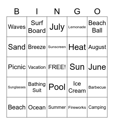 Summer Bingo Card