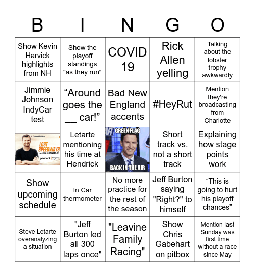 New Hampshire Edition NASCAR on NBC Bingo Card