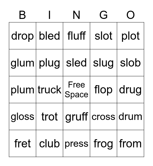 Word Sort 43 Bingo Card