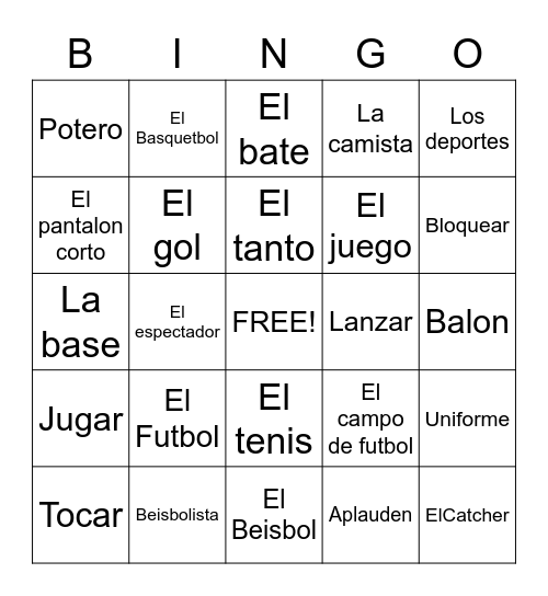 Spanish Sports Bingo Card