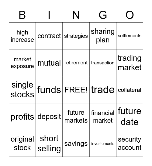 Stocks Bingo Card