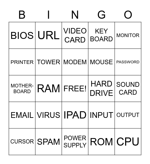 Information Technology Bingo Card