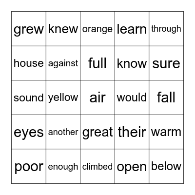 Q4 Sight Words, Q4 HFWs, First Grade Words Unit 5 Bingo Card