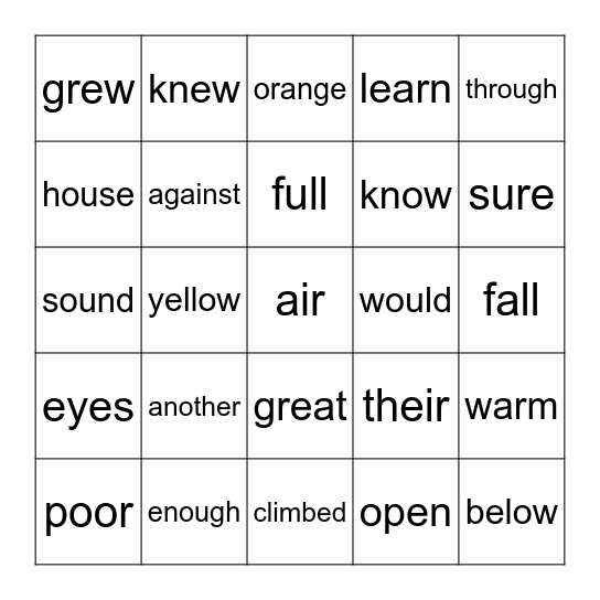 Q4 Sight Words, Q4 HFWs, First Grade Words Unit 5 Bingo Card
