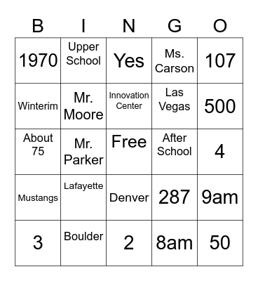 Dawson Trivia BINGO! Bingo Card