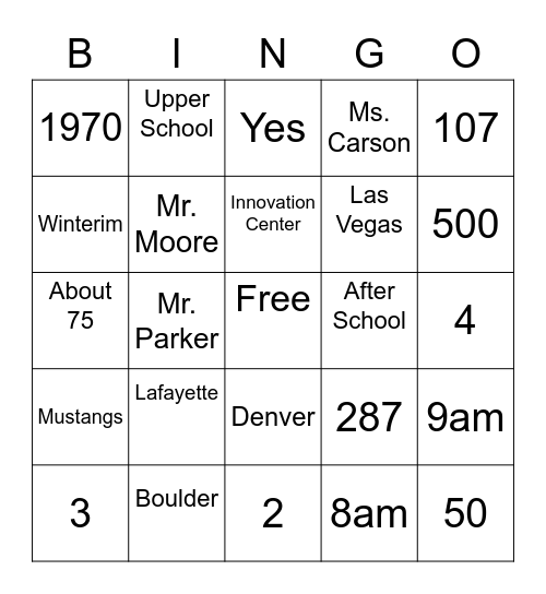 Dawson Trivia BINGO! Bingo Card