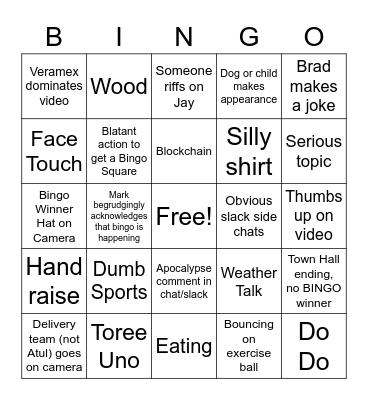 Verato Town Hall Bingo: Sn1 Ep9 Bingo Card