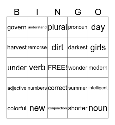 Language! Lesson 14 Bingo Card