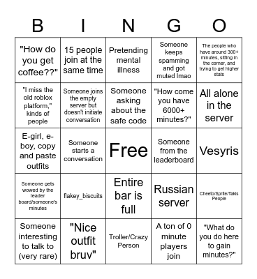 Diner :) Bingo Card