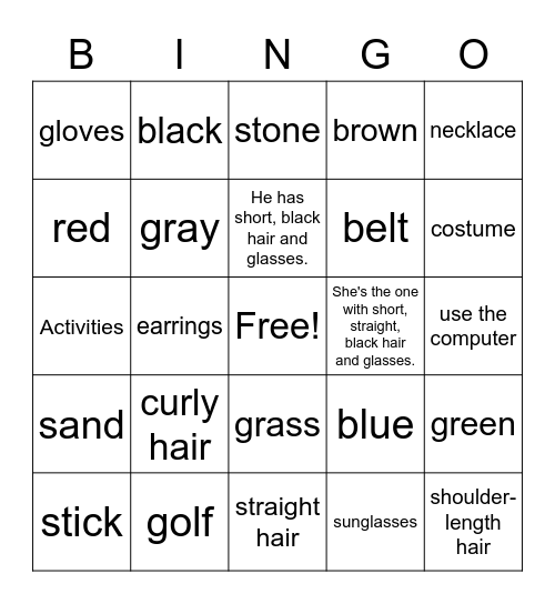 Appearance & Last Weekend Bingo Card