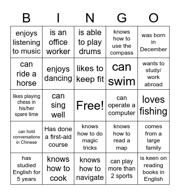 Find someone who.... Bingo Card