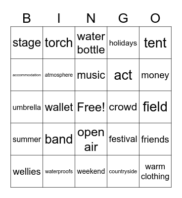 Festivals Bingo Card