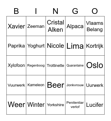 BingoAlfabetkwis Bingo Card