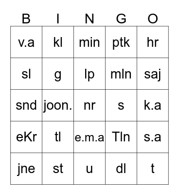 Lühendite bingo! Bingo Card