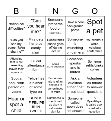 July 29 Conference Bingo Card