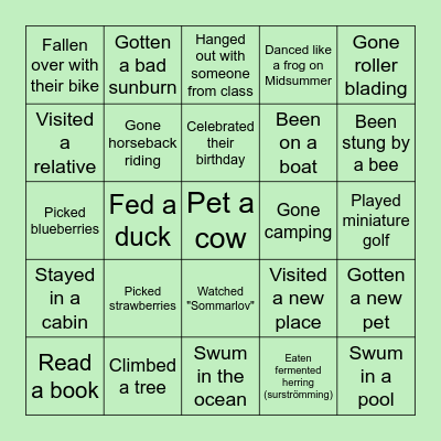 Summer Bingo! Bingo Card