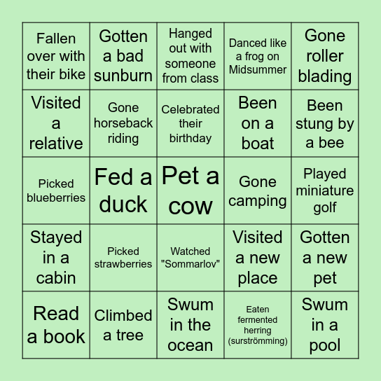 Summer Bingo! Bingo Card