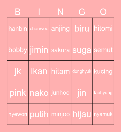BINGO WITH KAK HYEWONIE Bingo Card