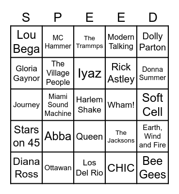 Jukebox Round 2 Bingo Card
