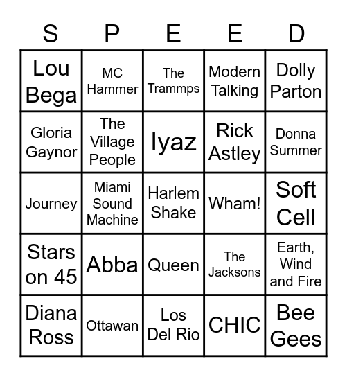 Jukebox Round 2 Bingo Card