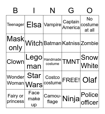 Halloween Bingo Card