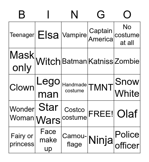 Halloween Bingo Card