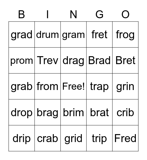 r-cluster Bingo Card