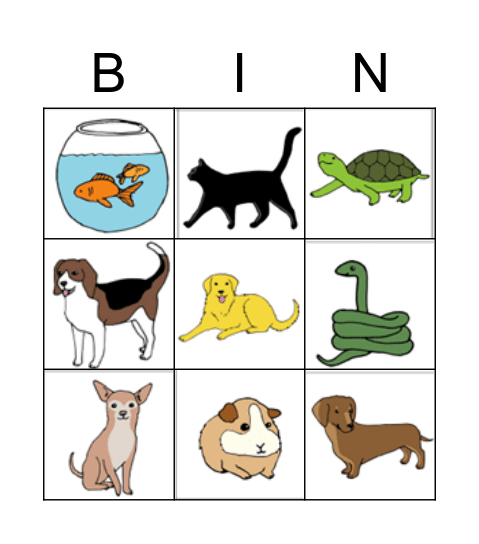 PETS BINGO! Bingo Card