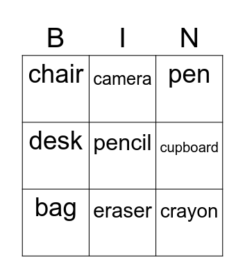 School Bingo! Bingo Card