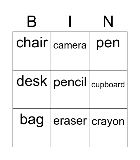 School Bingo! Bingo Card