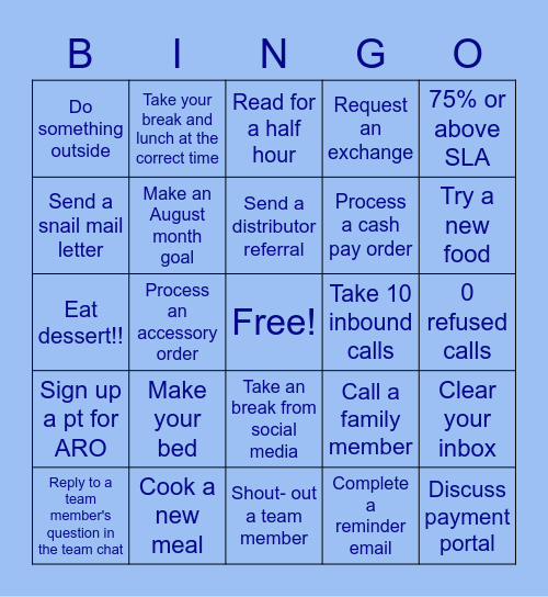 Week 4 Bingo Card