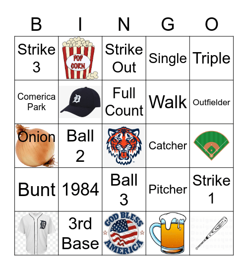 Tiger Baseball Bingo Card