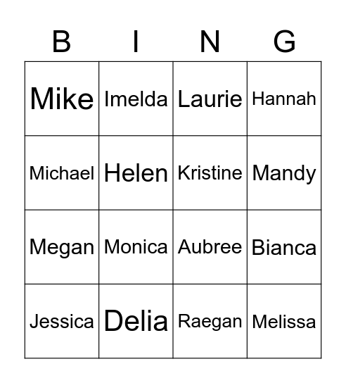 NISA BINGO Card