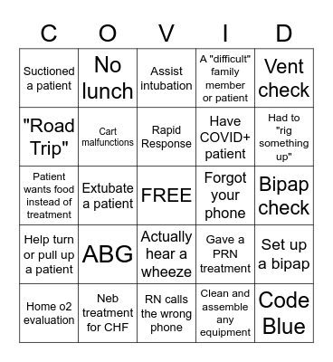 RT COVID-O Bingo Card