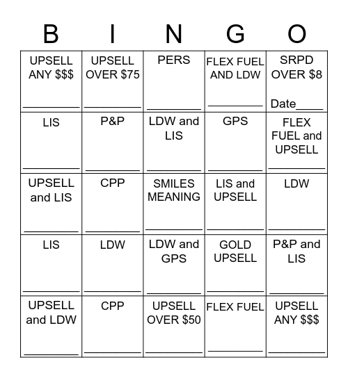 SRPD BINGO WEEK 1  Bingo Card