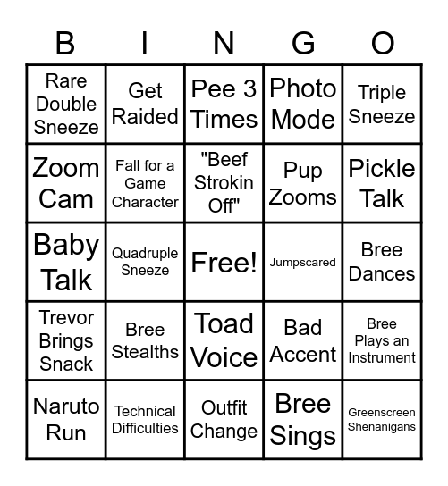 Breengo Bingo Card