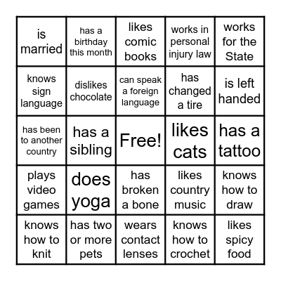 FIND SOMEONE WHO... Bingo Card