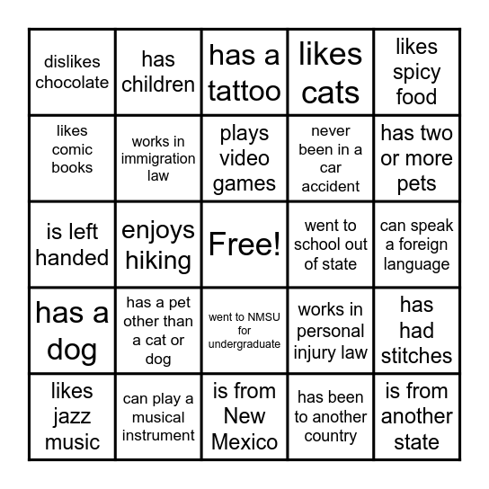 FIND SOMEONE WHO... Bingo Card