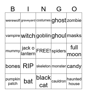 HALLOWEEN! Bingo Card