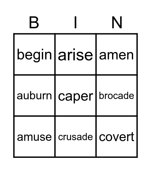 Spider Day 1 Bingo Card