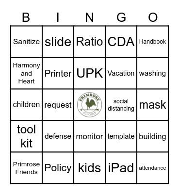 Primrose In-Service Day Bingo Card