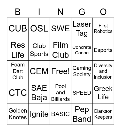 Reynolds 1 Bingo Board Bingo Card