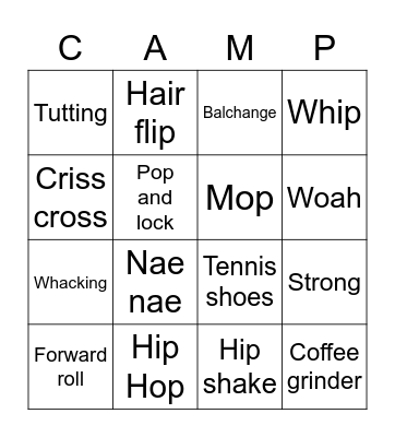 Hip Hop Bingo Card